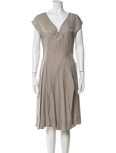 Pre-owned Gary Graham Silk Knee-length Dress W/ Tags In Gray