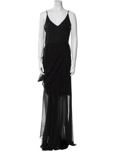 Pre-owned Gary Graham Silk Long Dress In Black