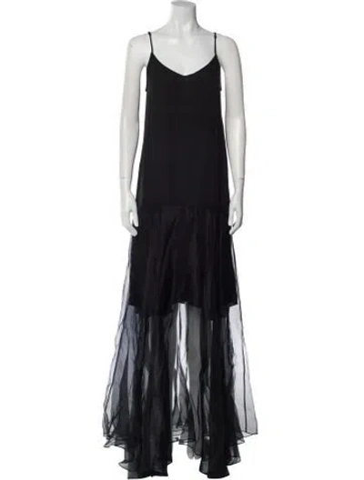 Pre-owned Gary Graham Silk Long Dress In Black