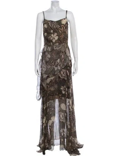 Pre-owned Gary Graham Silk Long Dress In Green