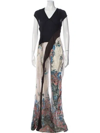 Pre-owned Gary Graham Silk Long Dress In Multi