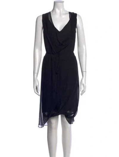 Pre-owned Gary Graham Silk Midi Length Dress In Black