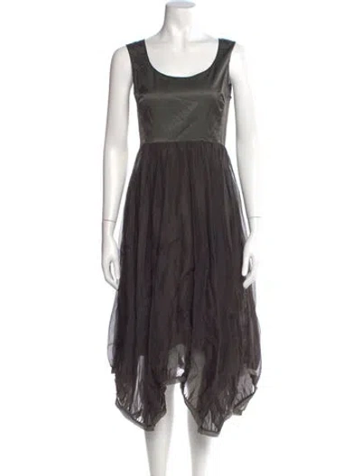 Pre-owned Gary Graham Silk Midi Length Dress In Gray