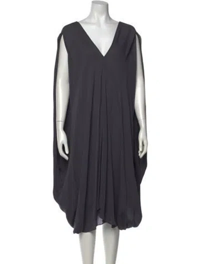 Pre-owned Gary Graham Silk Midi Length Dress In Gray
