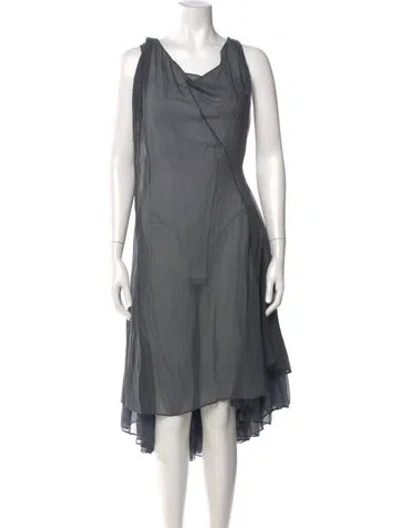 Pre-owned Gary Graham Silk Midi Length Dress In Gray