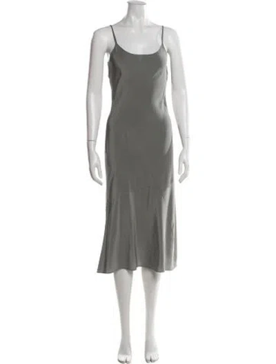 Pre-owned Gary Graham Silk Midi Length Dress In Gray