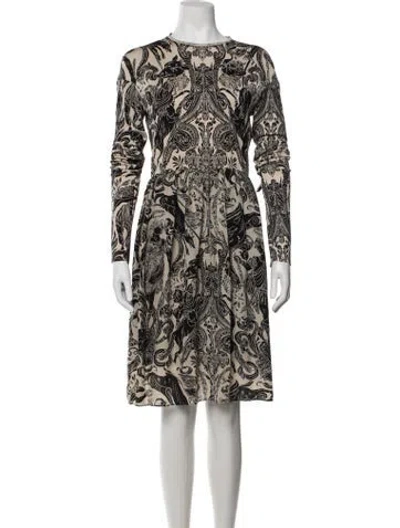 Pre-owned Gary Graham Silk Midi Length Dress In Neutrals