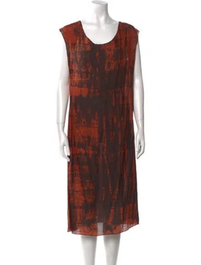 Pre-owned Gary Graham Silk Midi Length Dress In Orange