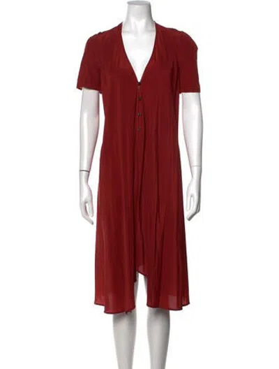 Pre-owned Gary Graham Silk Midi Length Dress In Red