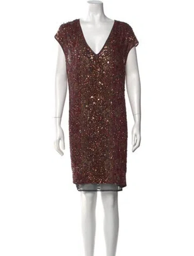 Pre-owned Gary Graham Silk Mini Dress In Brown