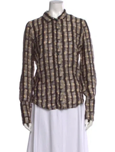 Pre-owned Gary Graham Silk Patterned Top In Neutrals