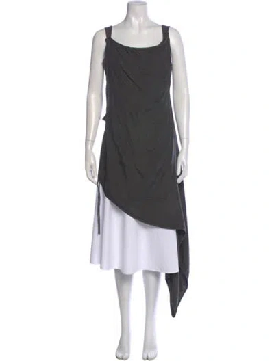 Pre-owned Gary Graham Silk Square Neckline Top In Gray