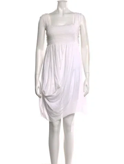 Pre-owned Gary Graham Square Neckline Knee-length Dress In White