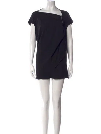 Pre-owned Gary Graham Square Neckline Mini Dress In Black