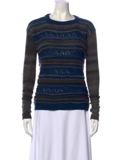 Pre-owned Gary Graham Striped Crew Neck Sweater In Blue