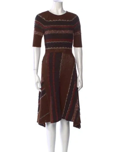 Pre-owned Gary Graham Striped Knee-length Dress In Brown
