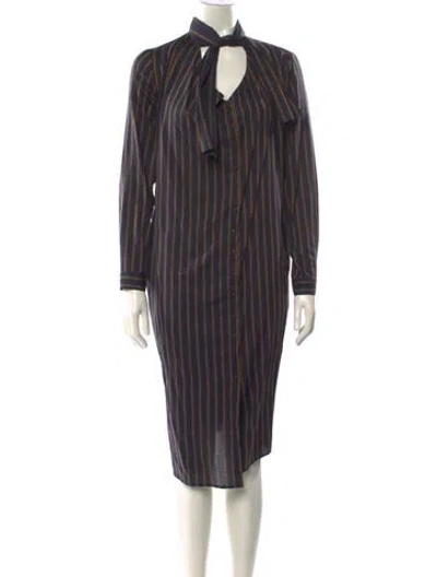 Pre-owned Gary Graham Striped Midi Length Dress In Blue