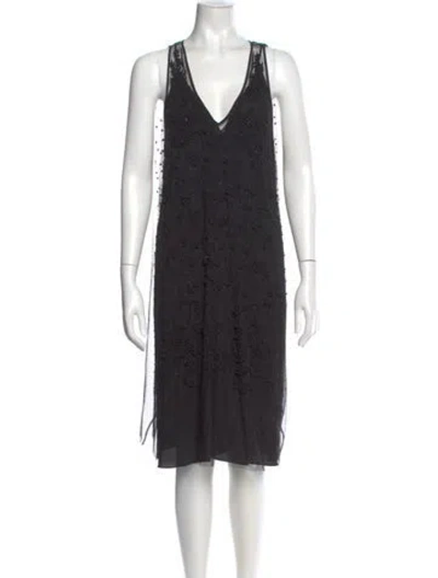 Pre-owned Gary Graham V-neck Knee-length Dress In Black
