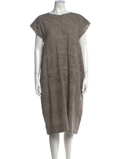 Pre-owned Gary Graham Wool Midi Length Dress In Gray