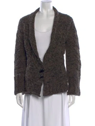 Pre-owned Gary Graham Wool Open Front Sweater In Brown