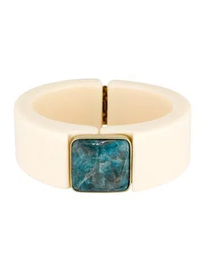 Pre-owned Gas Bijoux Acetate & Blue Stone Arty Bracelet, 6.5" In Multicolor