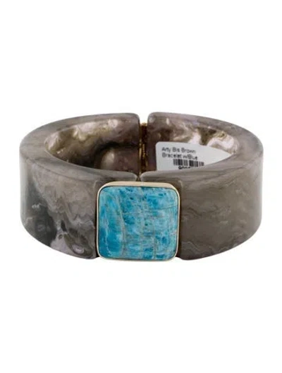 Pre-owned Gas Bijoux Acetate Arty Bis Hinged Cuff Bracelet, 6.5" In Multi