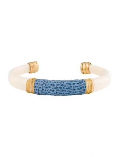 Pre-owned Gas Bijoux Acetate, Metal Wire & Leather Bracelet., 6" In Multi