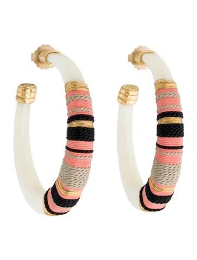 Pre-owned Gas Bijoux Acetate,thread & Metal Wire Hoop Earrings In Multi