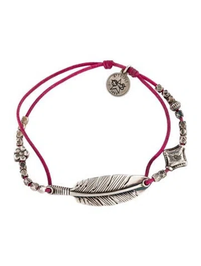Pre-owned Gas Bijoux Beaded Cord Charm Bracelet, 8" In Pink