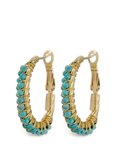 Gas Bijoux Bead-embellished Hoop Earrings In Gold