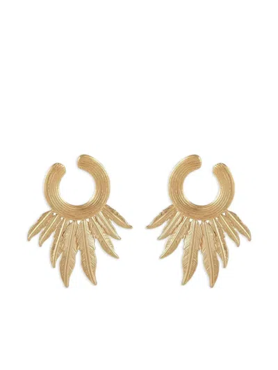 Gas Bijoux Caracara Feather-detail Hoop Earrings In Gold