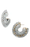 Gas Bijoux Crocus Raffia Straw Hoop Earrings In Metallic