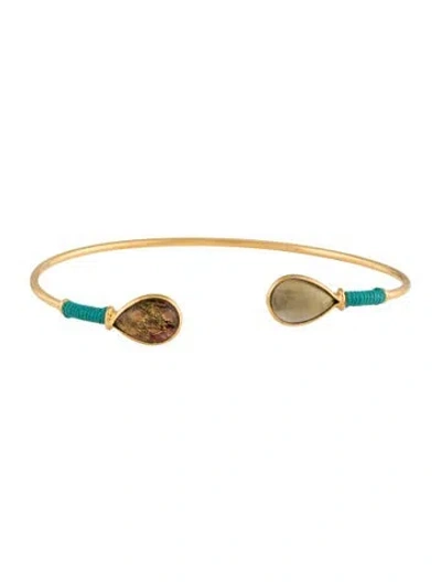 Pre-owned Gas Bijoux Crystal & Cord Cuff Bracelet, 5.5" In Multi