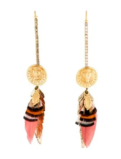 Pre-owned Gas Bijoux Crystal & Leather Drop Earrings In Multi