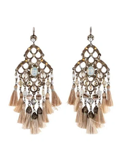 Pre-owned Gas Bijoux Cultured Pearl, Mother Of Pearl & Resin Drop Earrings In Multicolor