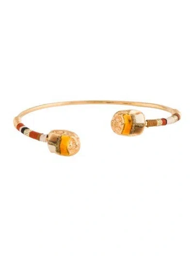 Pre-owned Gas Bijoux Duality Scaramouche Enamel Bracelet, 6.75" In Multi