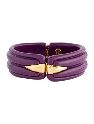 Pre-owned Gas Bijoux Ecume Acetate Cuff Bracelet, 7.5" In Purple