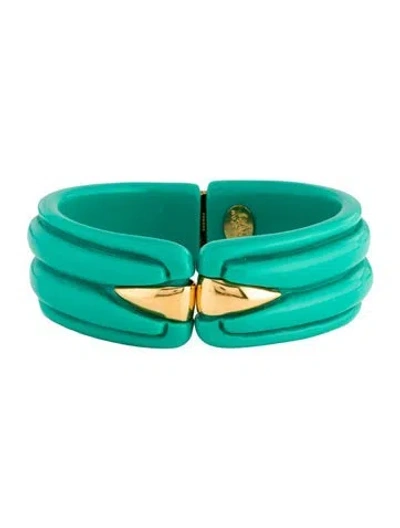 Pre-owned Gas Bijoux Ecume Acetate Cuff Bracelet, 7.75" In Green