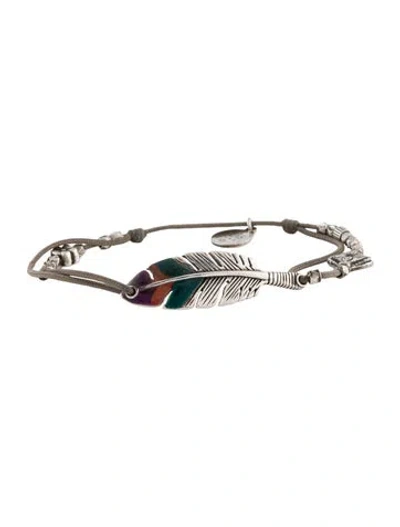 Pre-owned Gas Bijoux Enamel & Cord Beaded Charm Bracelet, 8"