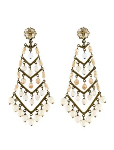 Pre-owned Gas Bijoux Enamel Beaded Drop Clip-on Earrings In Multi
