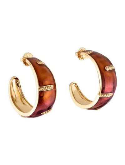 Pre-owned Gas Bijoux Enamel Hoop Earrings In Multicolor