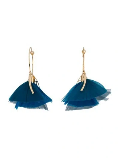 Pre-owned Gas Bijoux Feather Hoop Earrings In Blue