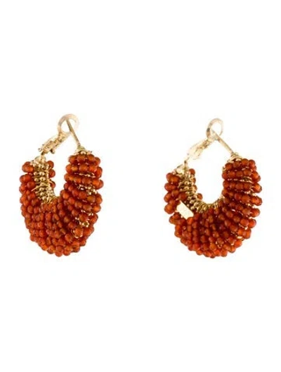 Pre-owned Gas Bijoux Glass Beaded "izzia" Hoop Earrings In Multi