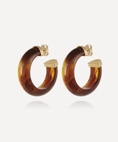Gas Bijoux Gold-plated Abalone Tortoise Acetate Hoop Earrings In Brown