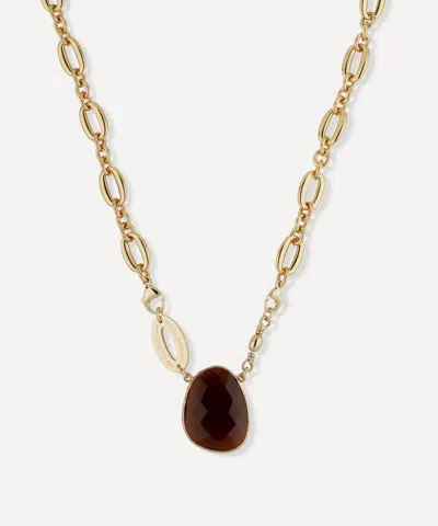 Gas Bijoux Gold-plated Billy Brown Stone Pendant Necklace In Gray