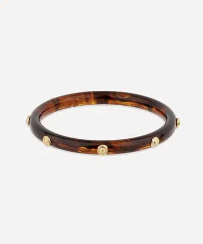 Gas Bijoux Gold-plated Caftan Tortoise Acetate Bangle Bracelet In Brown