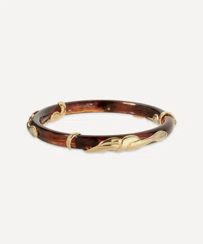 Gas Bijoux Gold-plated Cobra Tortoise Acetate Bangle Bracelet In Brown