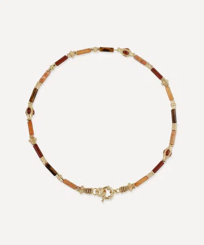 Gas Bijoux Gold-plated Kali Brown Bead Necklace In Multi