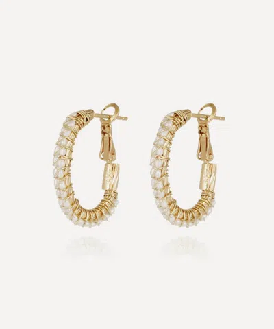 Gas Bijoux Gold-plated Lyre Mother Of Pearl Hoop Earrings In Gray