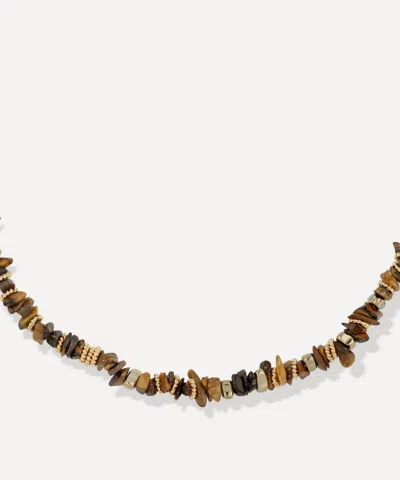 Gas Bijoux Gold-plated Mini Aloha Tiger's Eye Bead Necklace In Multi
